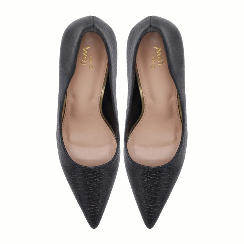 Black Textured Python-Effect Pointed-Toe Stiletto… - image 6